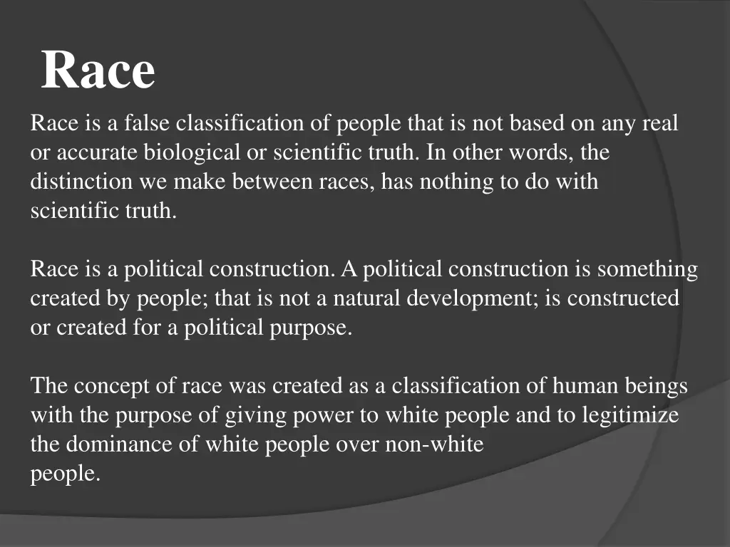 race race is a false classification of people