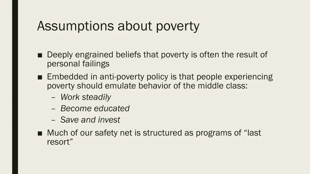 assumptions about poverty