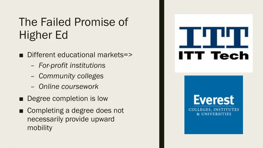 the failed promise of higher ed