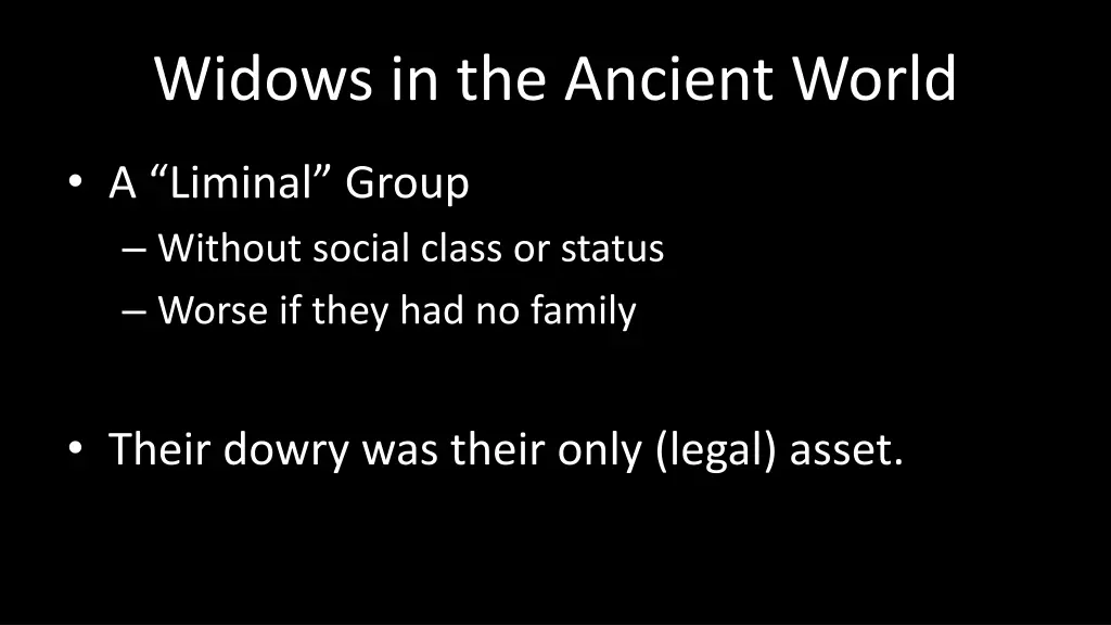 widows in the ancient world