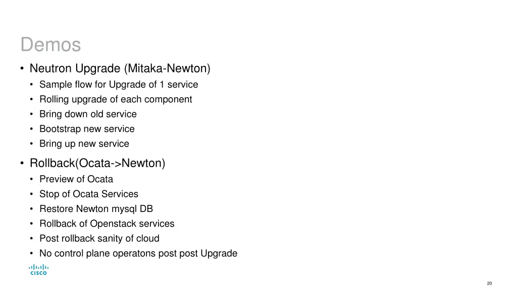 demos neutron upgrade mitaka newton sample flow