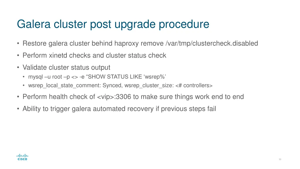 galera cluster post upgrade procedure