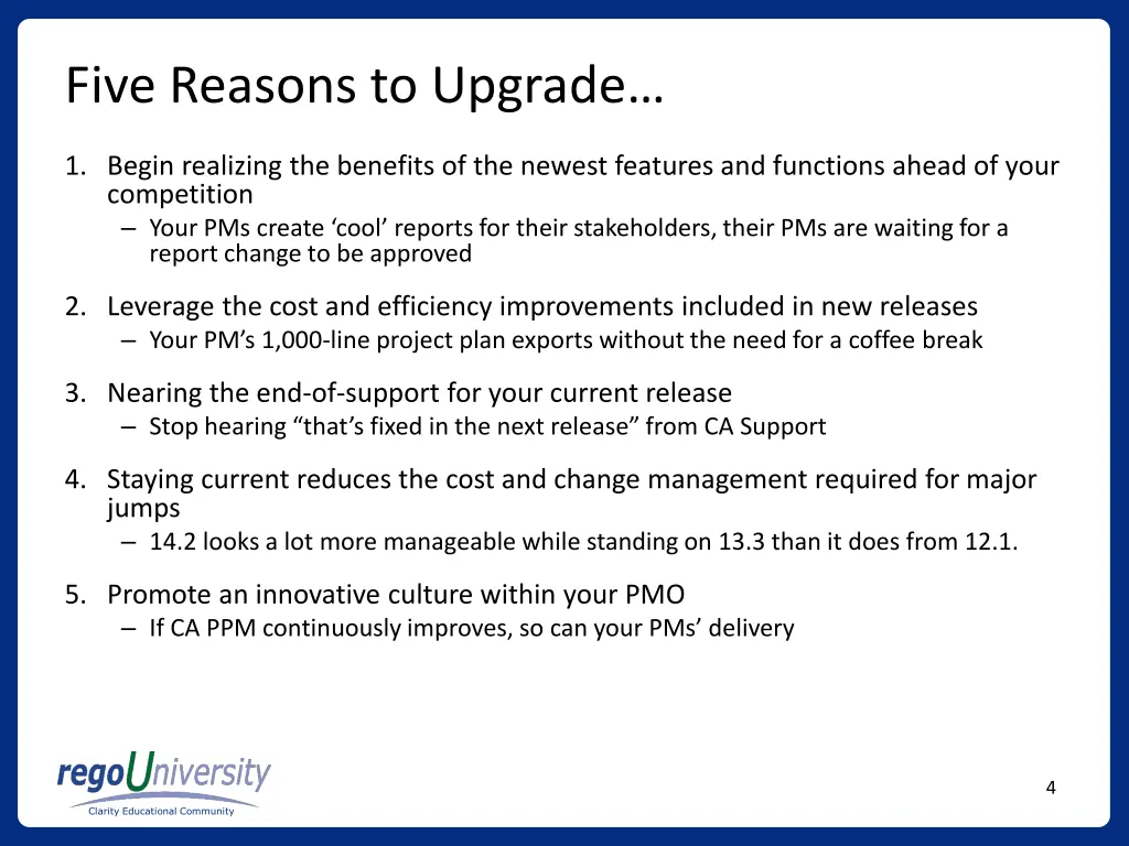 five reasons to upgrade