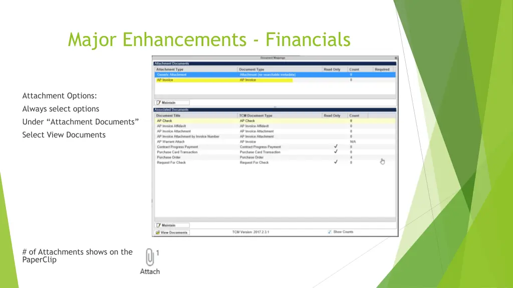 major enhancements financials