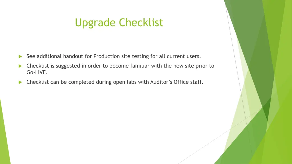 upgrade checklist