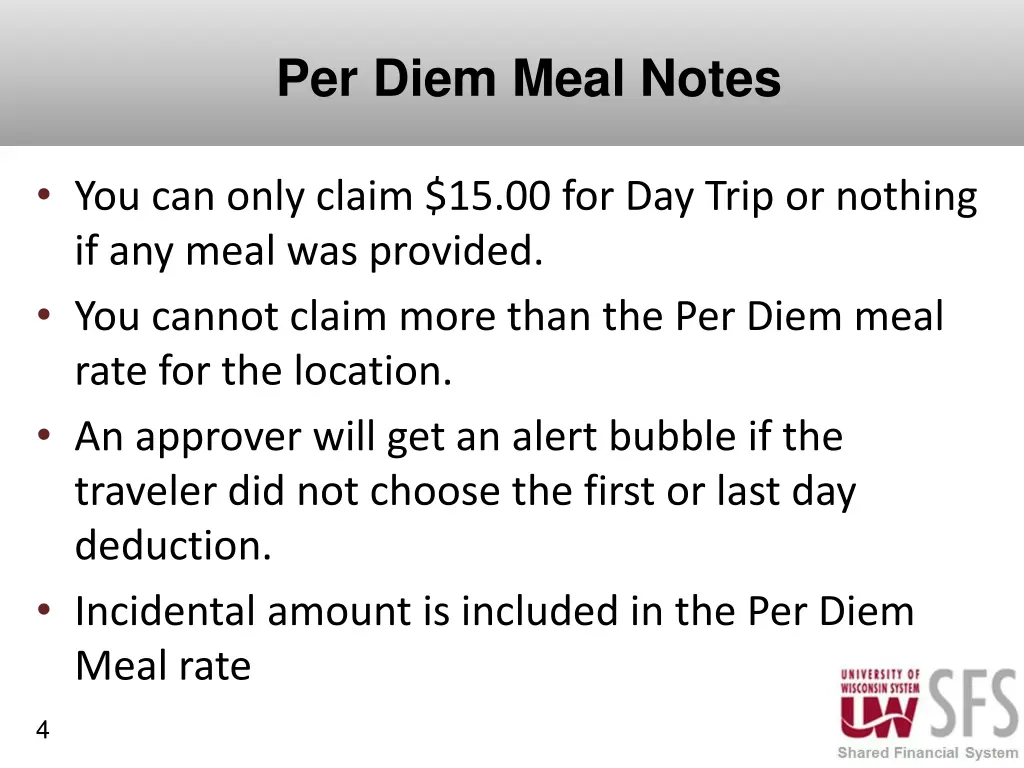 per diem meal notes