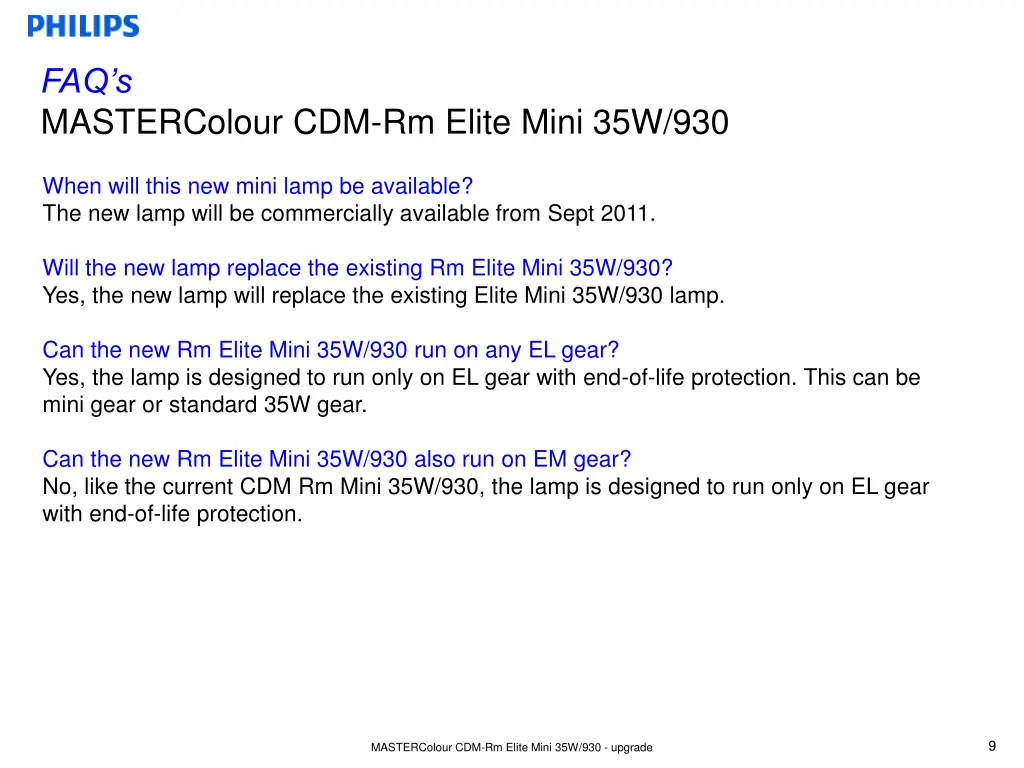 faq s mastercolour cdm rm elite mini 35w 930