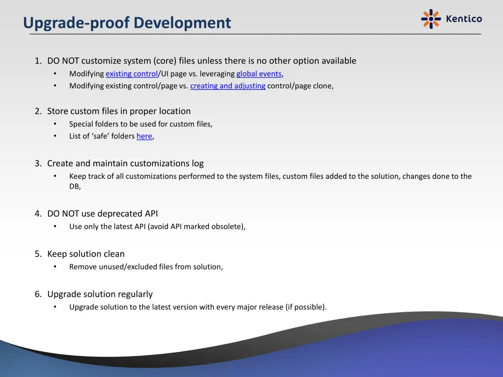 upgrade proof development