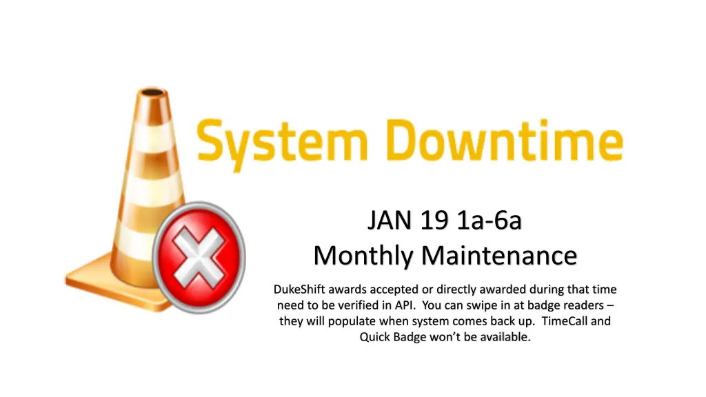 jan 19 1a 6a monthly maintenance