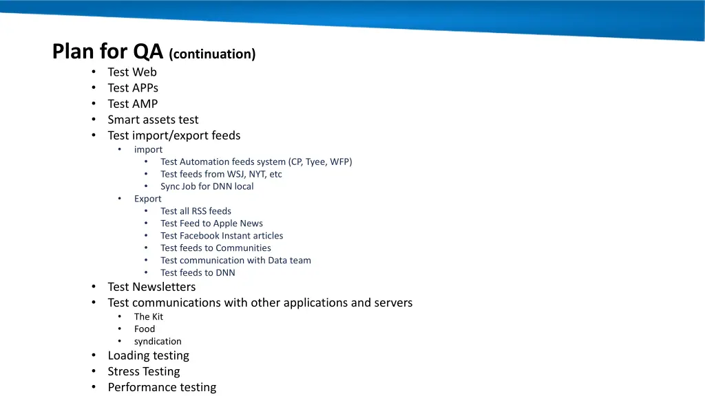 plan for qa continuation test web test apps test