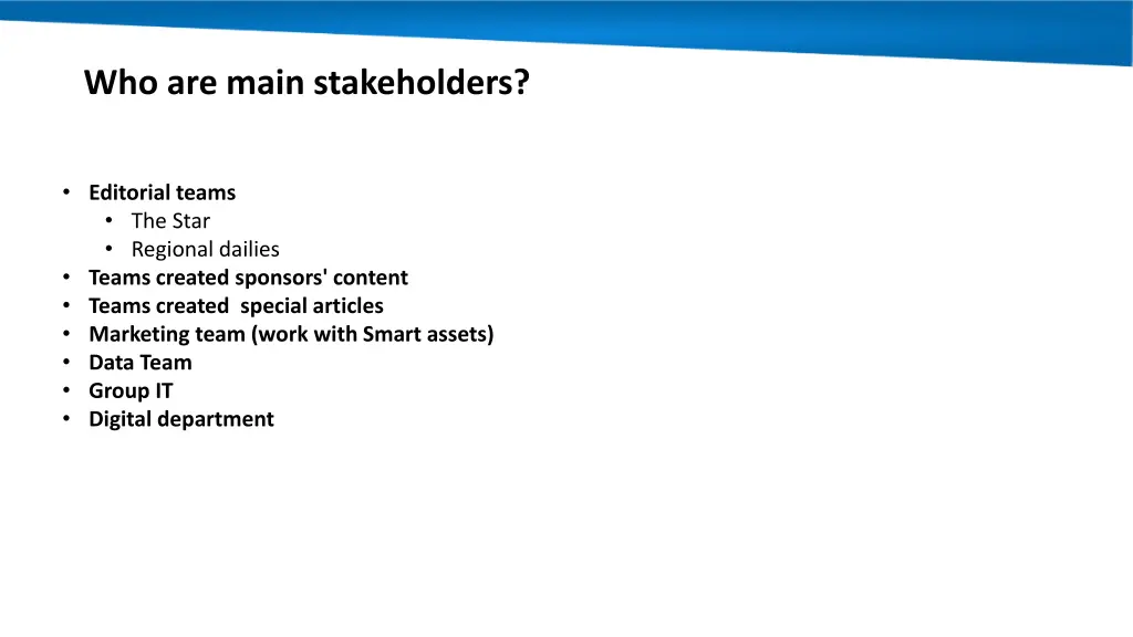 who are main stakeholders