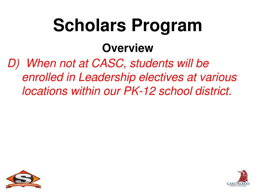 scholars program overview d when not at casc