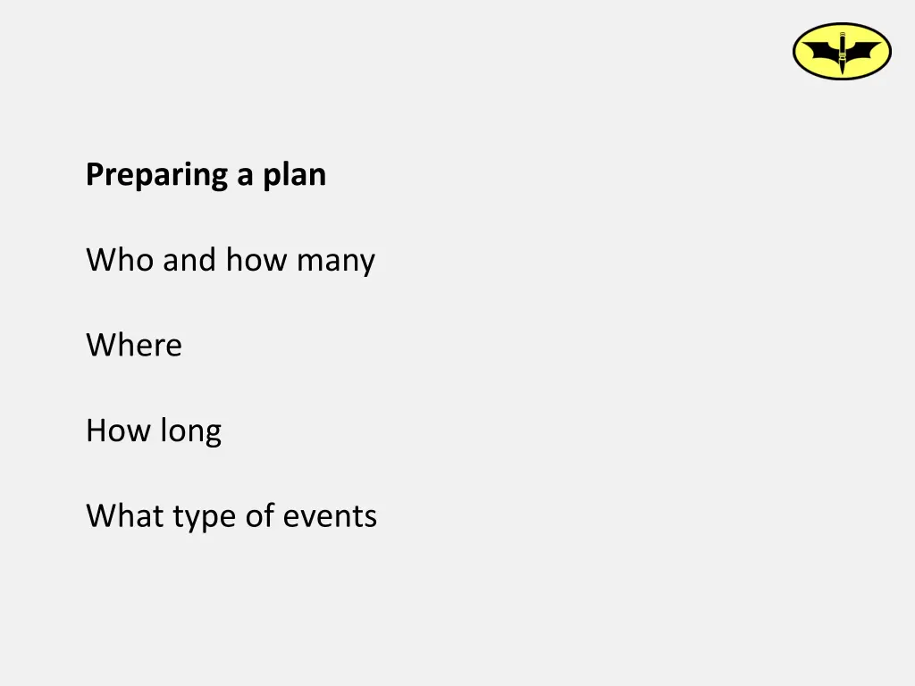 preparing a plan