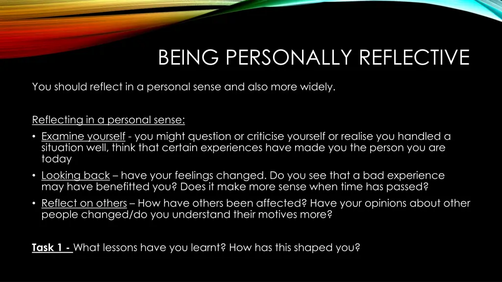 being personally reflective