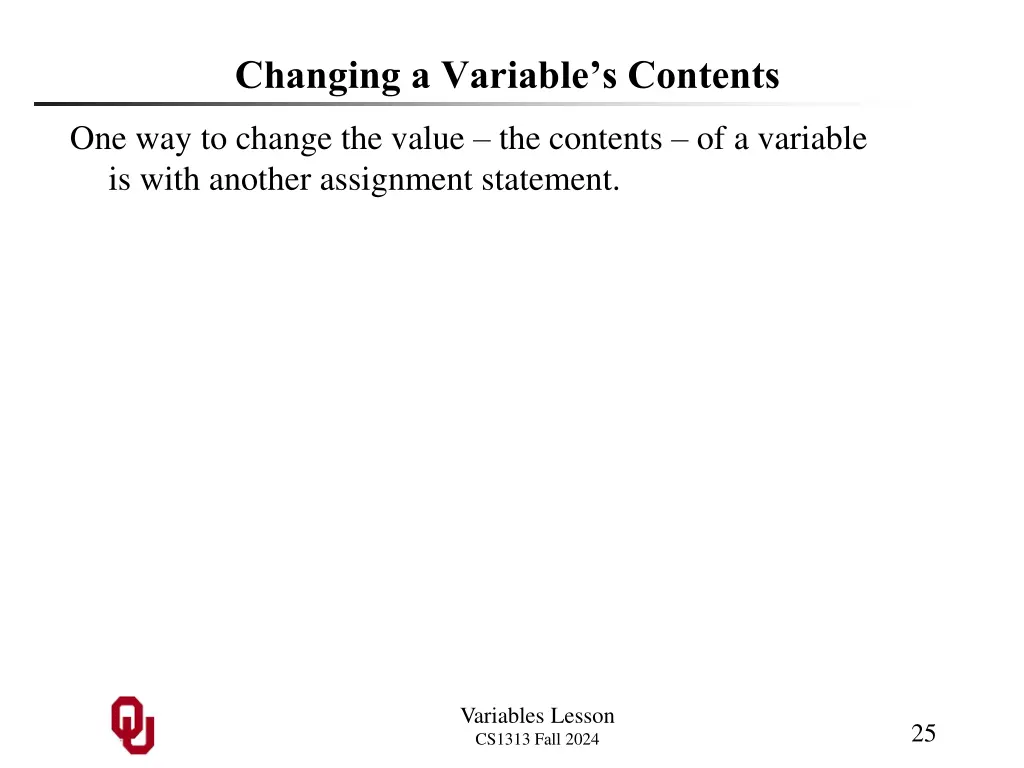 changing a variable s contents