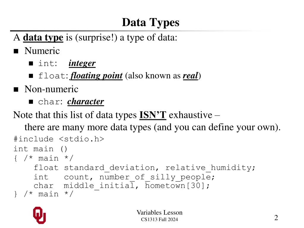 data types