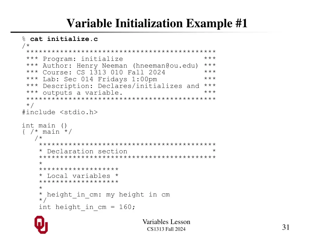 variable initialization example 1