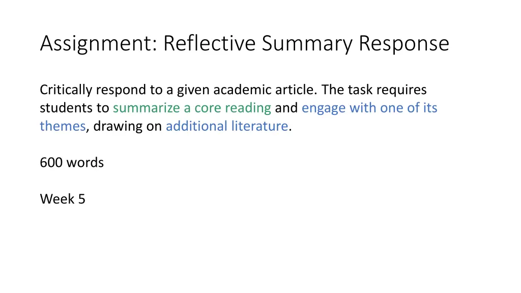 assignment reflective summary response