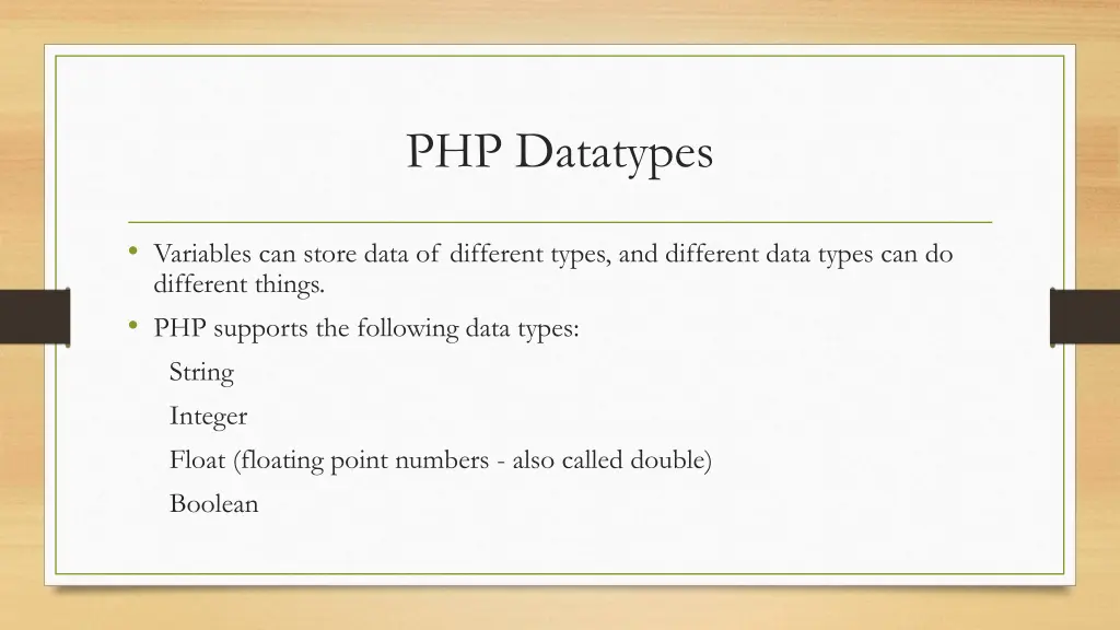 php datatypes