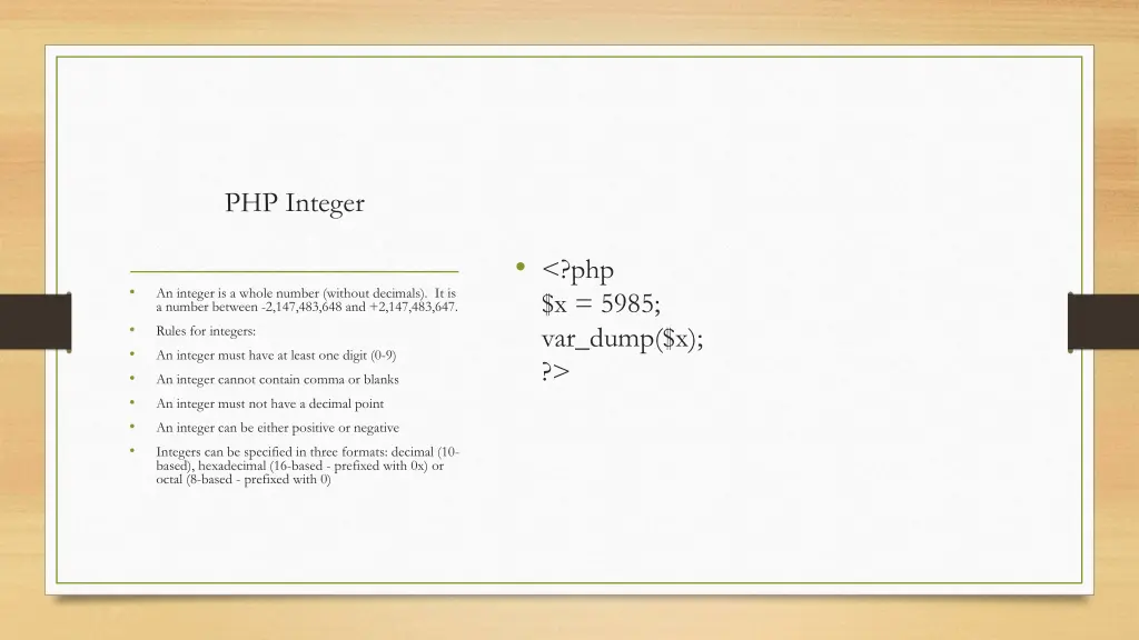 php integer