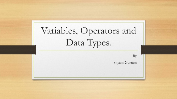 variables operators and data types