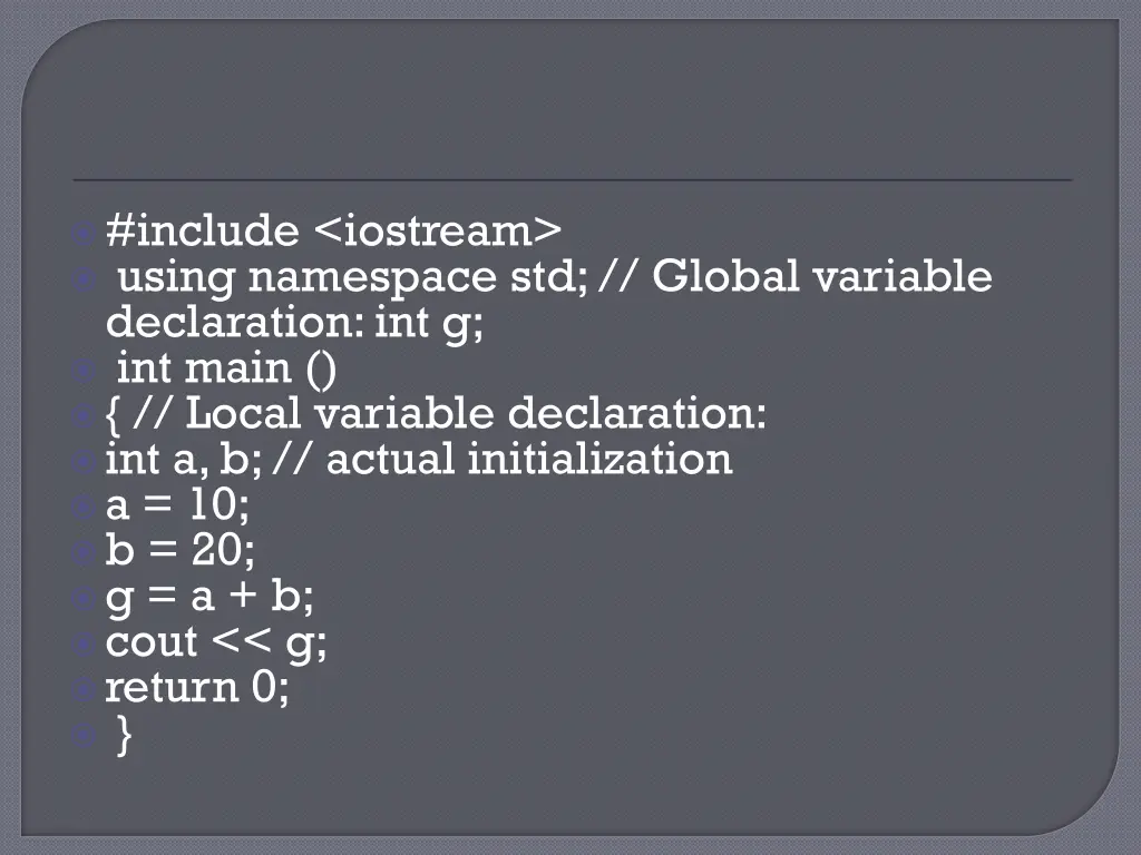 include iostream using namespace std global