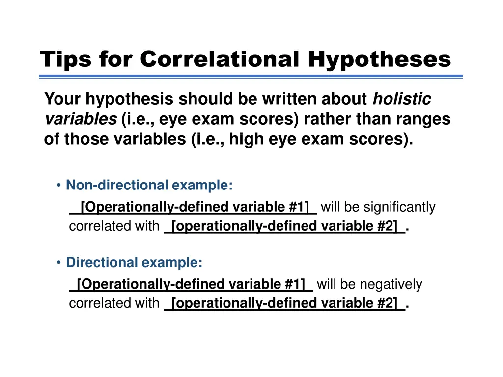 tips for correlational hypotheses