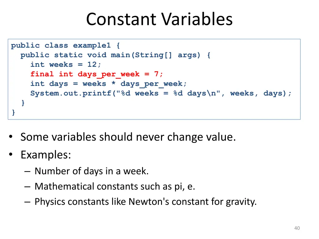 constant variables