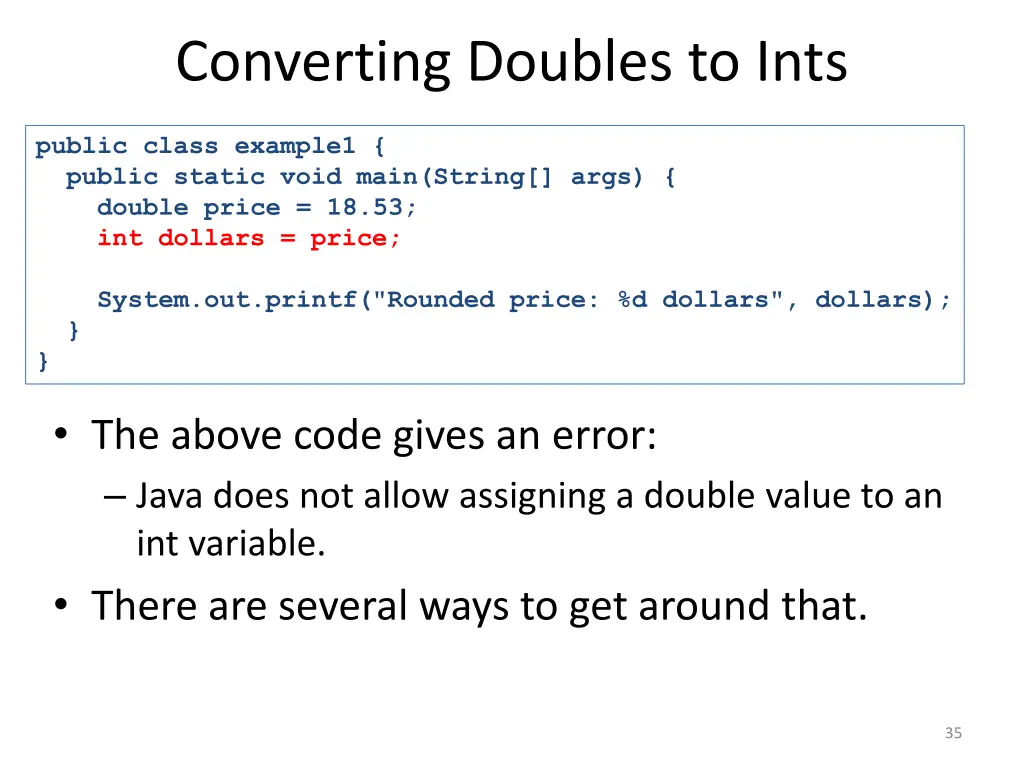 converting doubles to ints 1