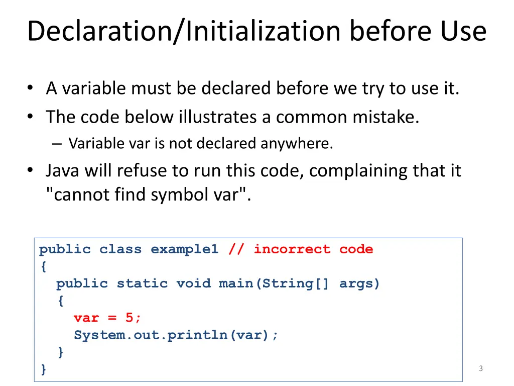 declaration initialization before use