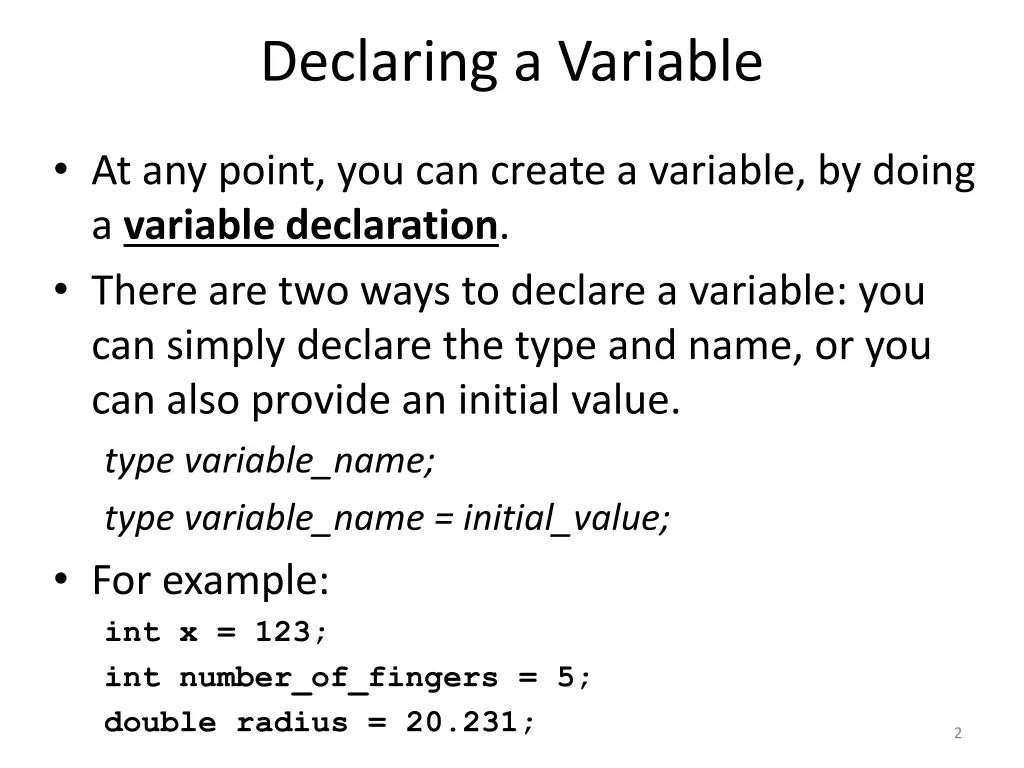 declaring a variable