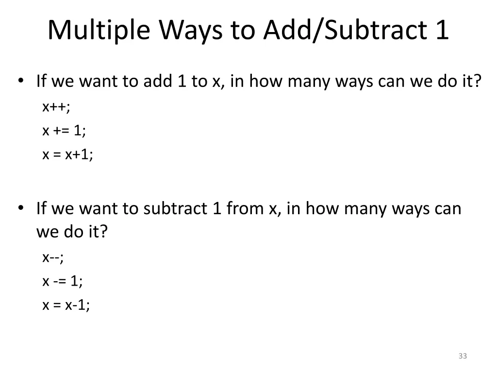 multiple ways to add subtract 1 1