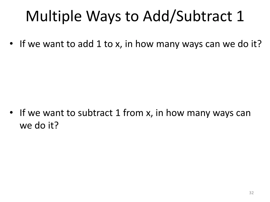 multiple ways to add subtract 1