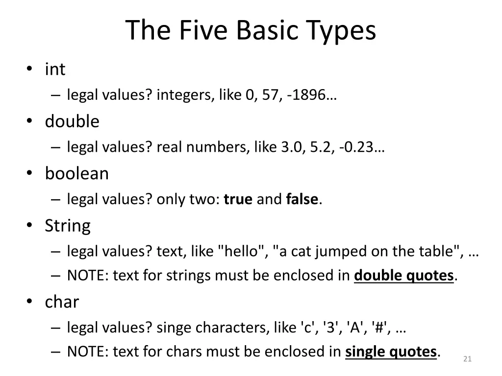 the five basic types 1