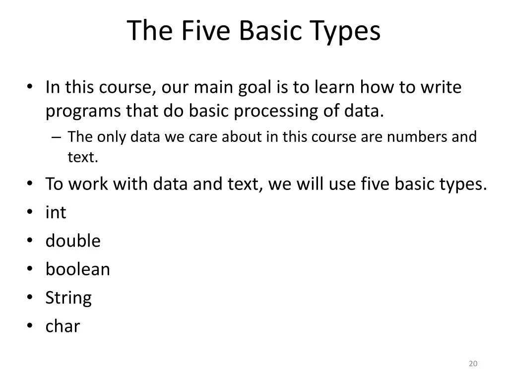 the five basic types