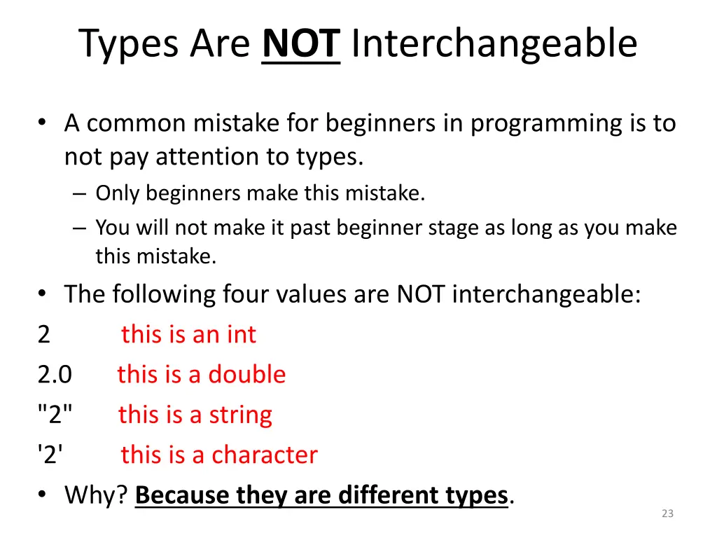 types are not interchangeable 1