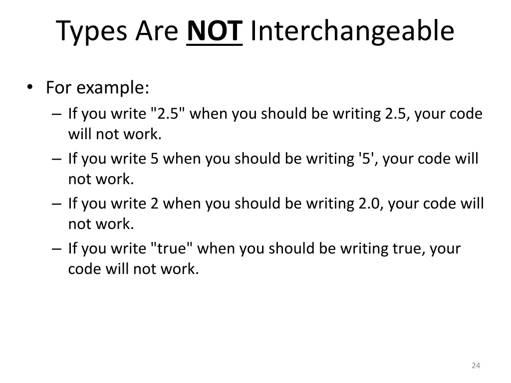 types are not interchangeable 2