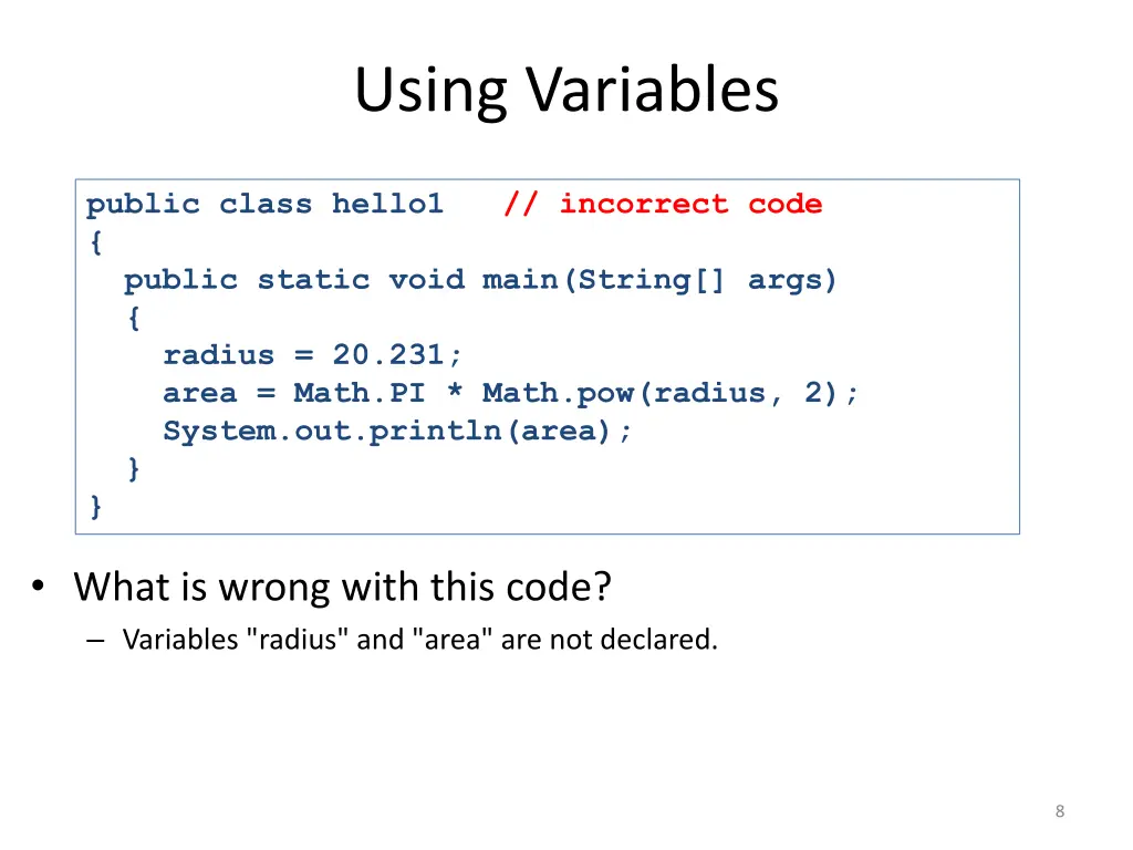 using variables 1