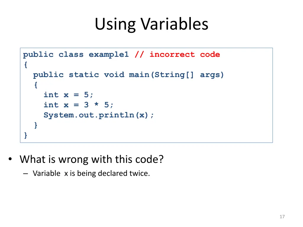 using variables 10