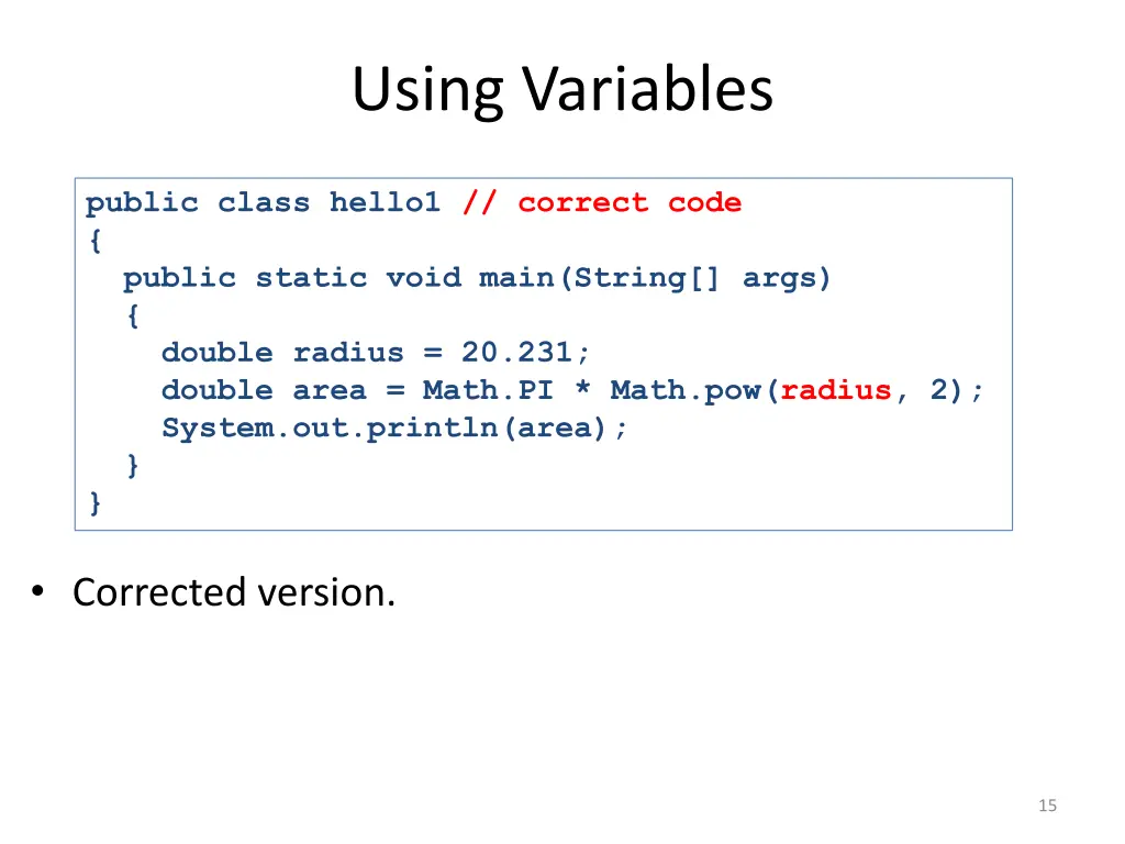 using variables 8