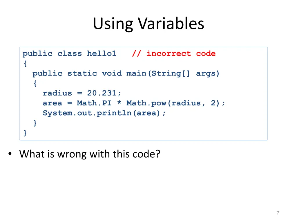 using variables