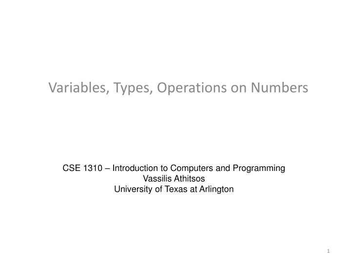 variables types operations on numbers