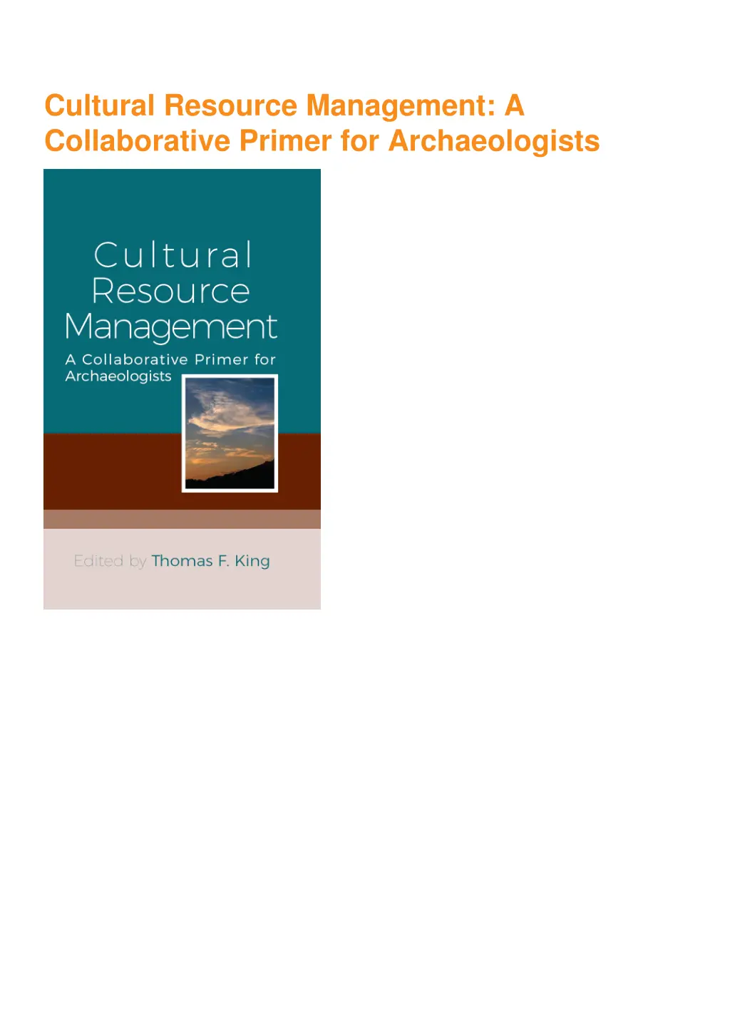 cultural resource management a collaborative 1