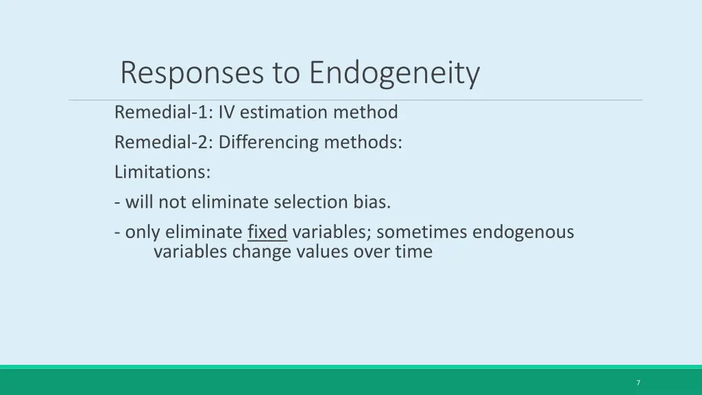 responses to endogeneity