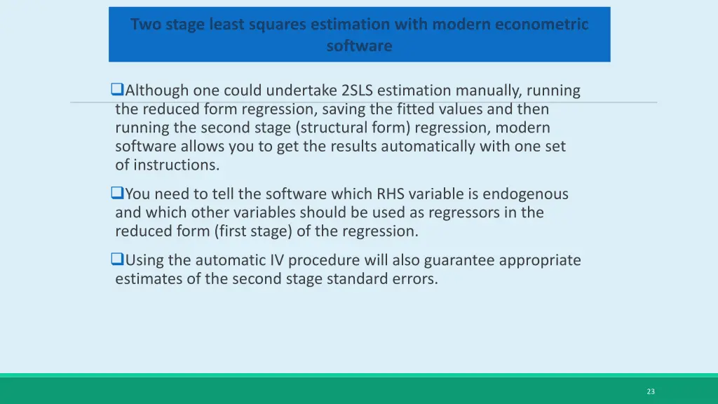 two stage least squares estimation with modern