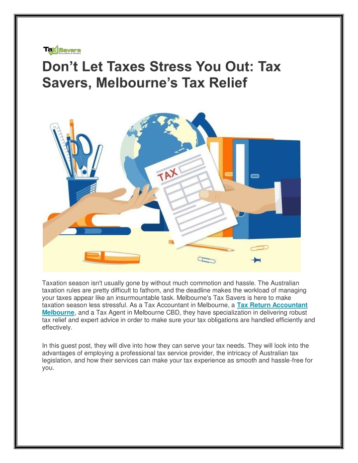 don t let taxes stress you out tax savers