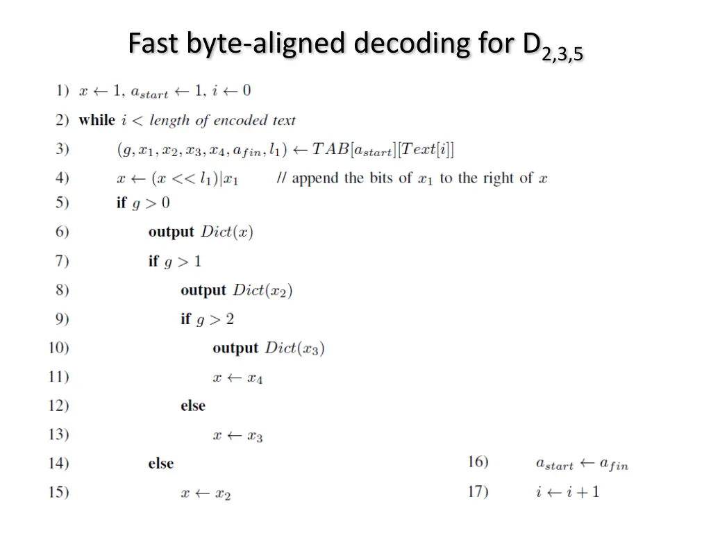 fast byte aligned decoding for d 2 3 5