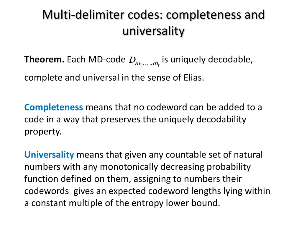 multi delimiter codes completeness