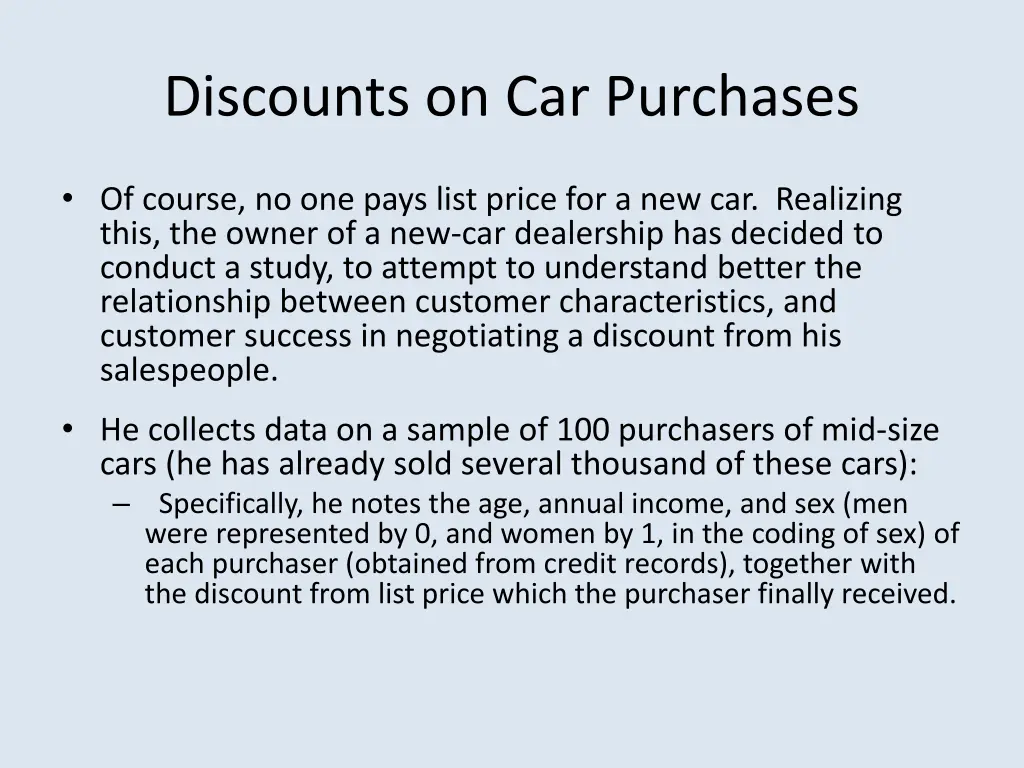 discounts on car purchases