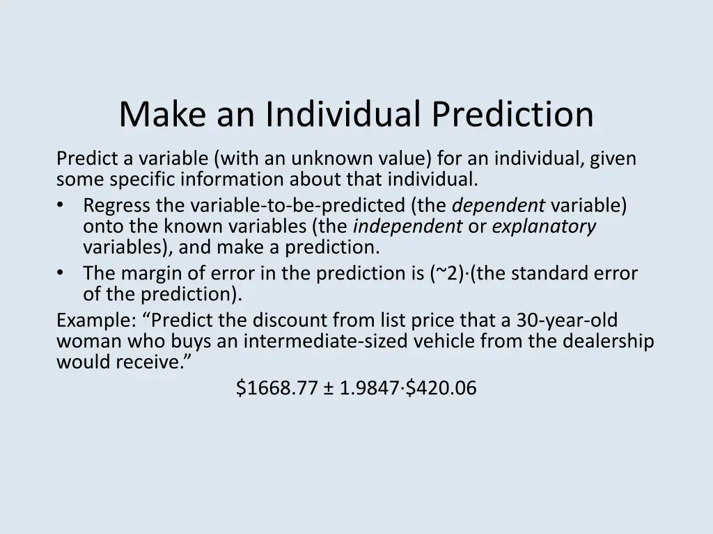 make an individual prediction